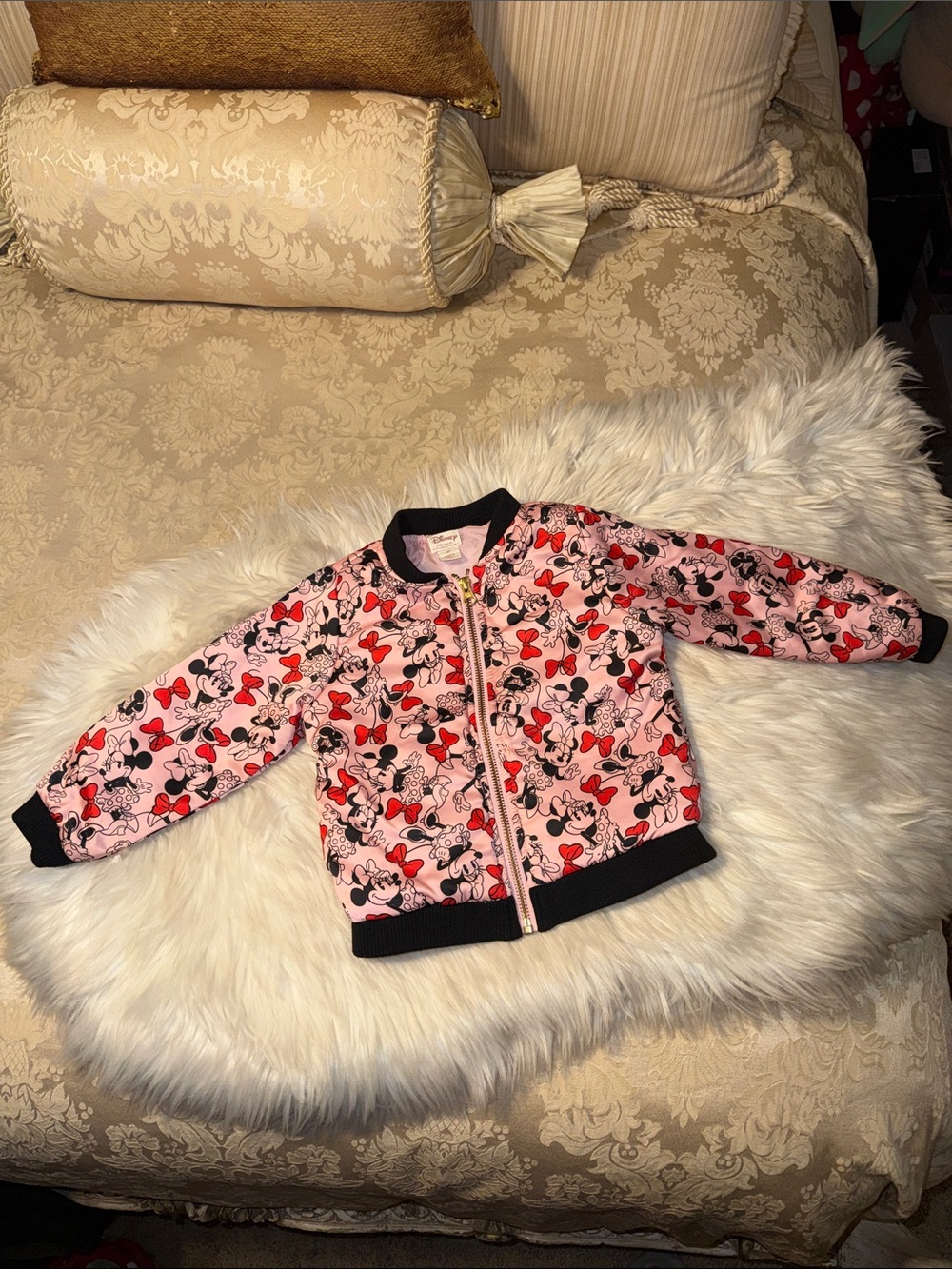Pink Minnie Mouse Kids Bomber Jacket Size 3T